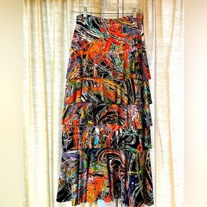 Tiered skirt, multi-colored Maxi skirt